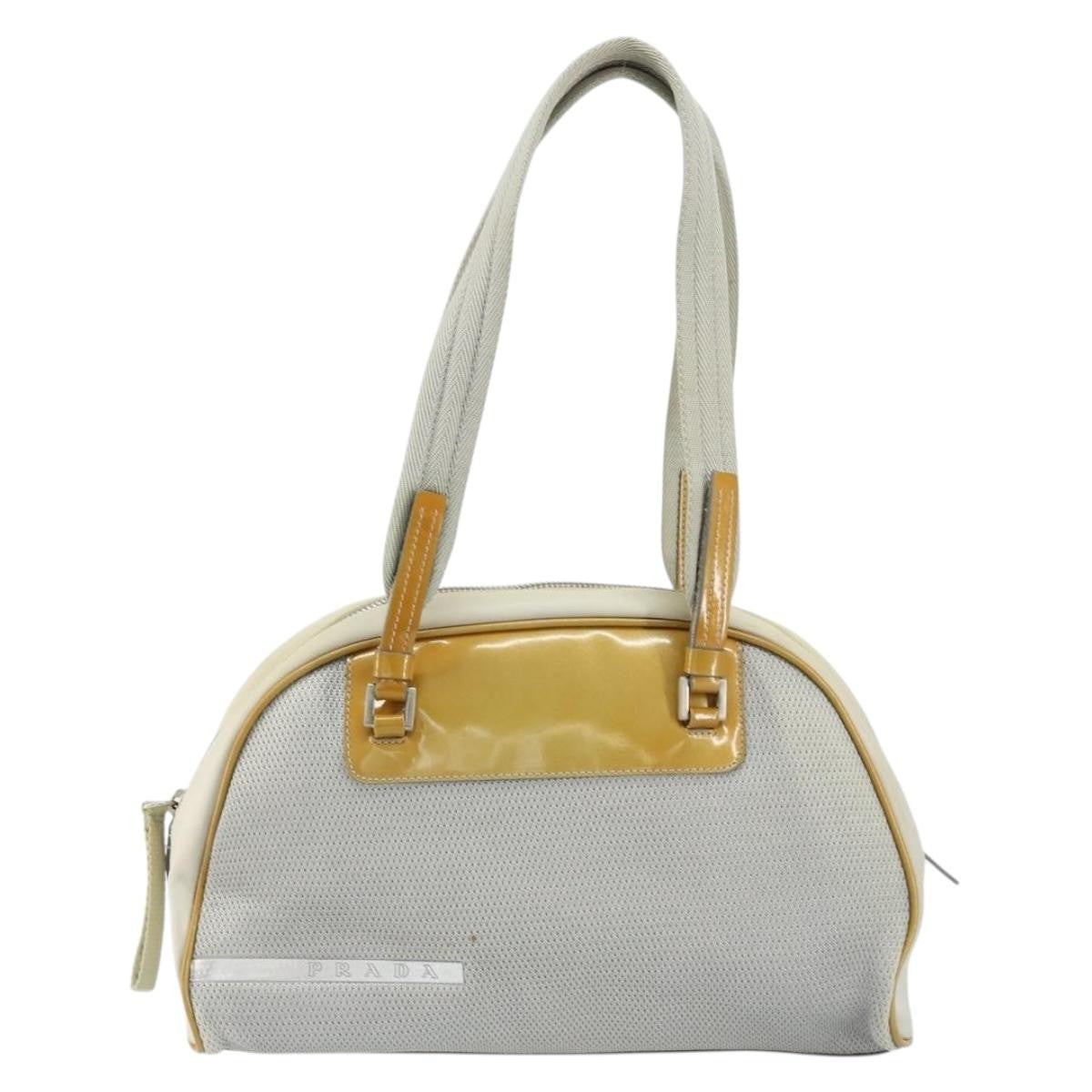 Prada Vintage Zip Handbag Tessuto, Silver, Nylon, Handbag