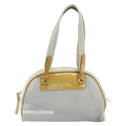 Prada Vintage Zip Handbag Tessuto, Silver, Nylon, Handbag