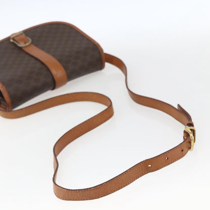 Celine Vintage Macadam Shoulder Bag Canvas and Leather, BROWN, PVC, Shoulder bag