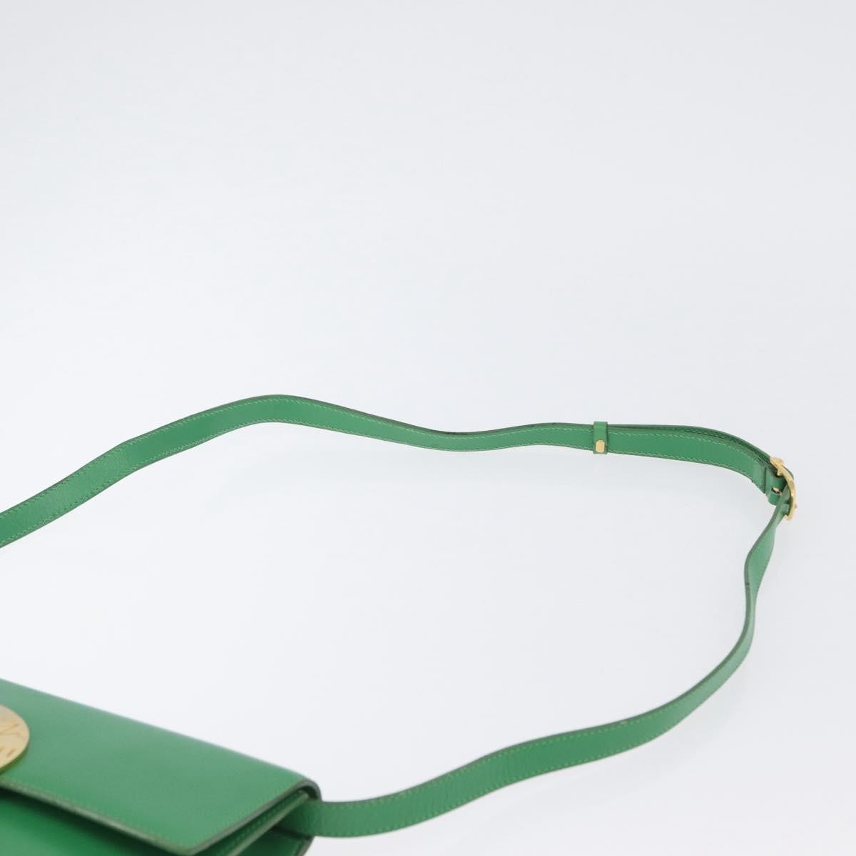 Celine Circle Logo Shoulder Bag Leather, Green, Leather, Shoulder Bag