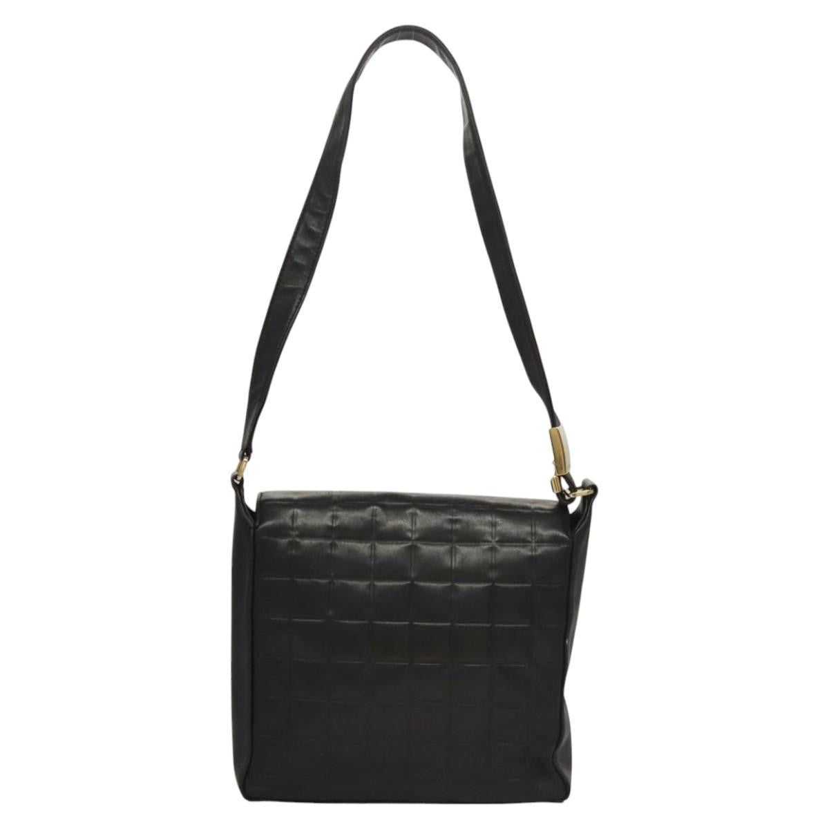 Chanel Chocolate Bar CC Shoulder Bag Quilted Leather, Black, Leather, Shoulder Bag