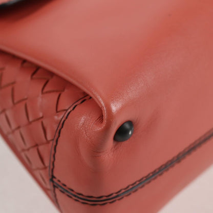 Bottega Veneta Piazza Top Handle Bag Leather with Intrecciato Detail, PINK, LEATHER, Handbag