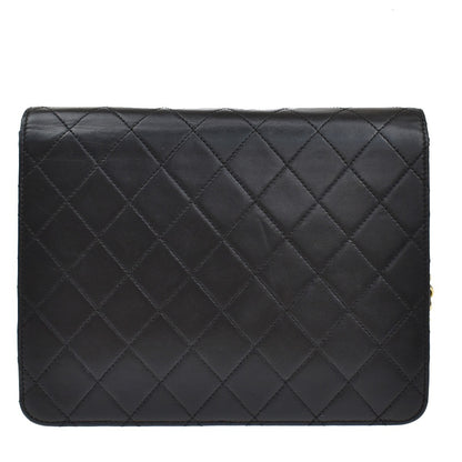 Chanel Vintage Square Classic Flap Bag Quilted Lambskin, BLACK, LEATHER, Shoulder bag