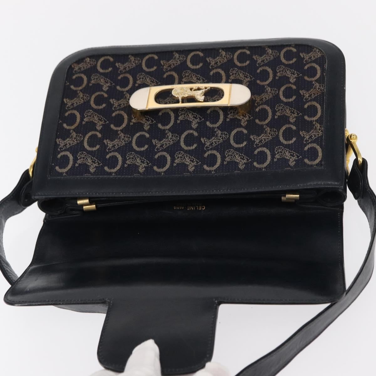 Celine Horse Carriage Shoulder bag Canvas and Leather, NAVY, CANVAS, Shoulder bag