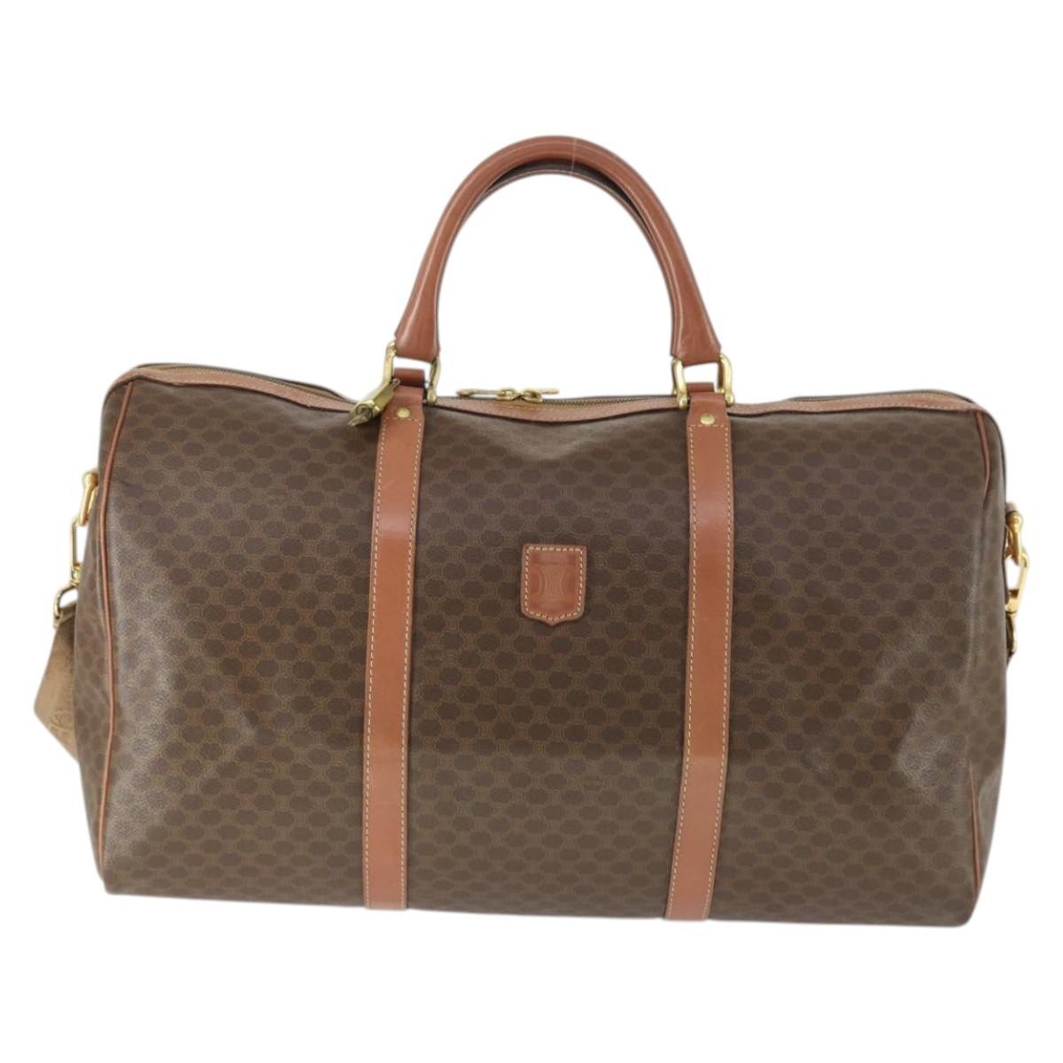 Celine Vintage Duffle Bag Canvas and Leather, BROWN, CANVAS, Travel bag