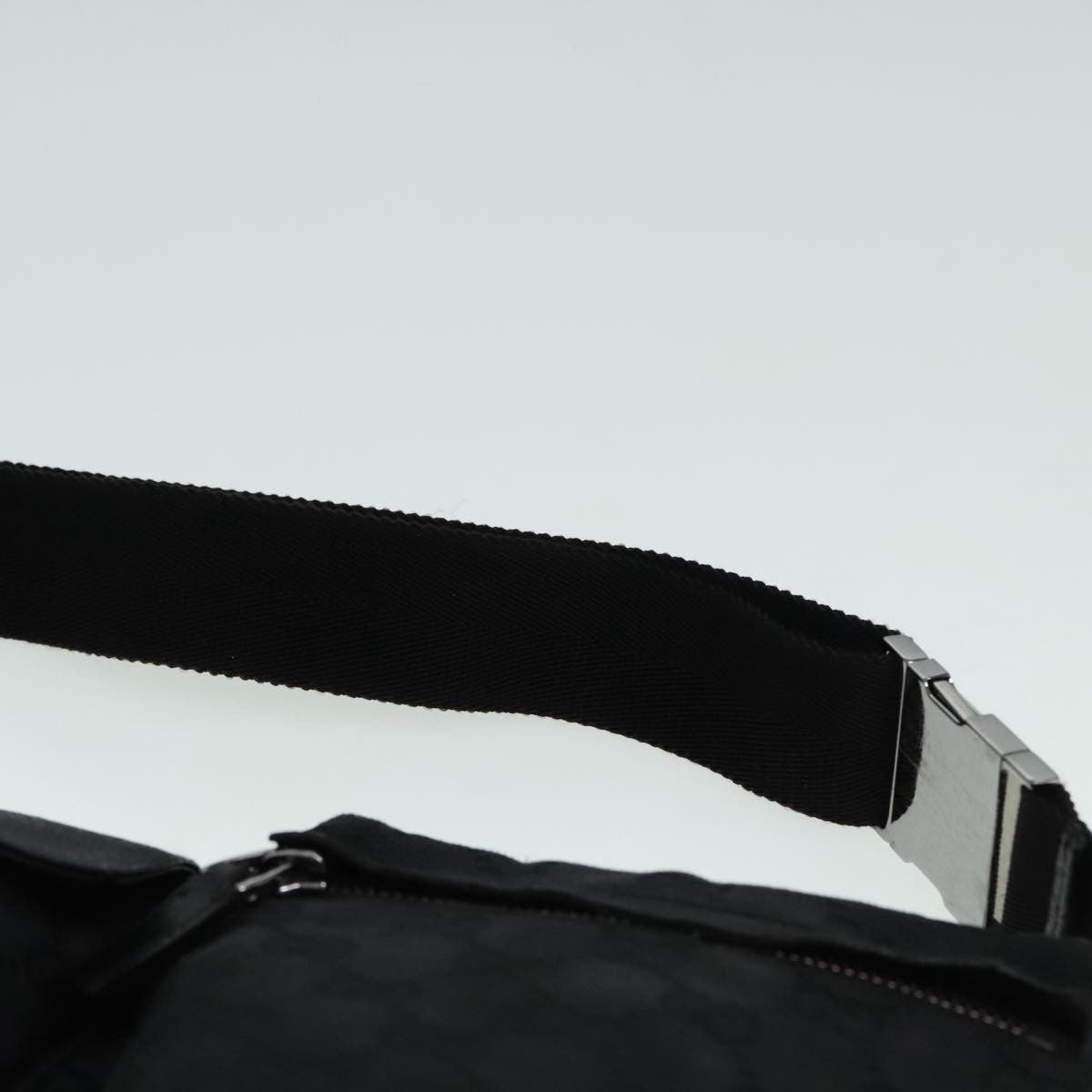 Gucci Vintage Double Belt Bag GG Canvas with Leather, BLACK, CANVAS, Clutche & pouche