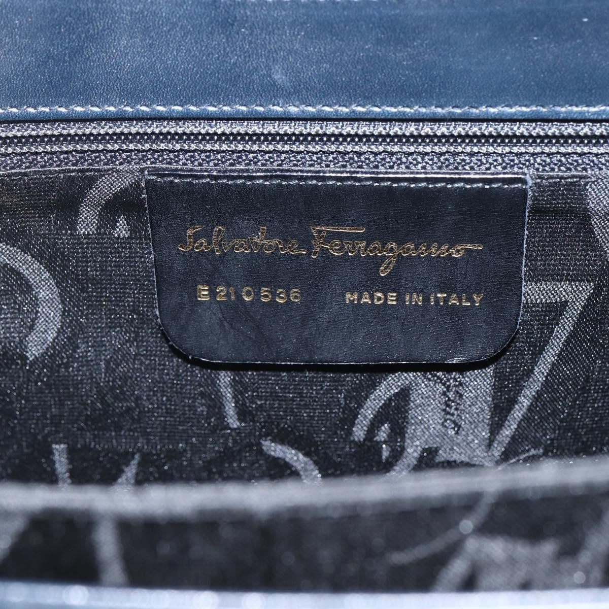 Salvatore Ferragamo Gancini Convertible Top Handle Bag Leather, NAVY, LEATHER, Handbag