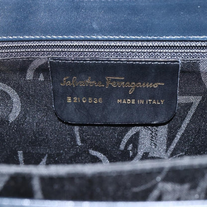 Salvatore Ferragamo Gancini Convertible Top Handle Bag Leather, NAVY, LEATHER, Handbag