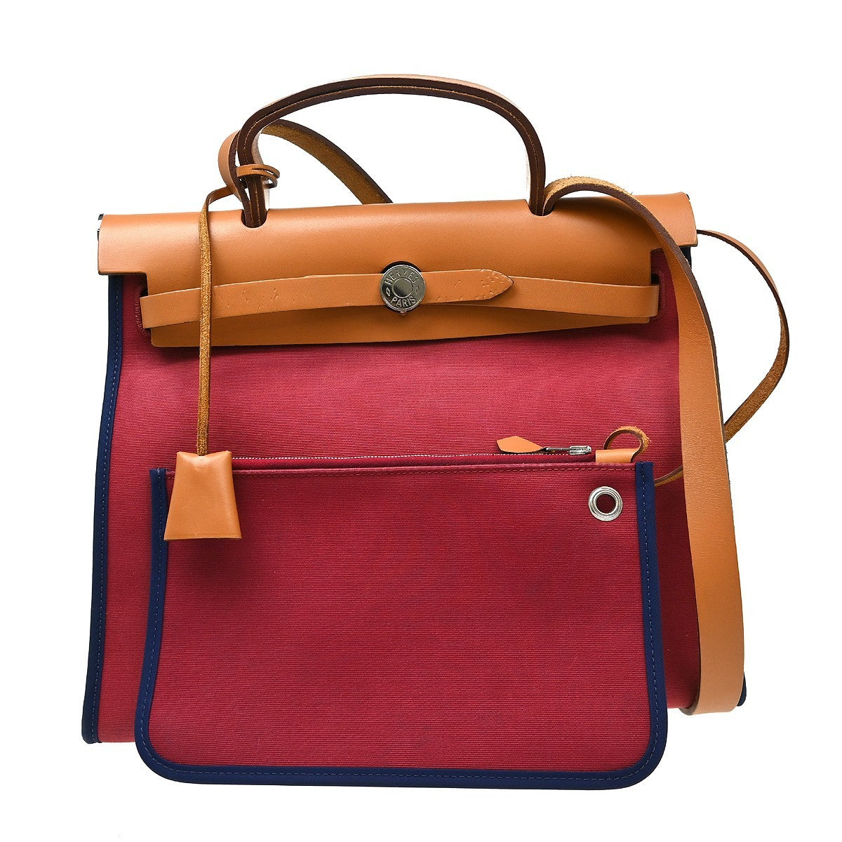 Hermes Herbag Zip Leather and Toile, Multicolour, Canvas, Handbag