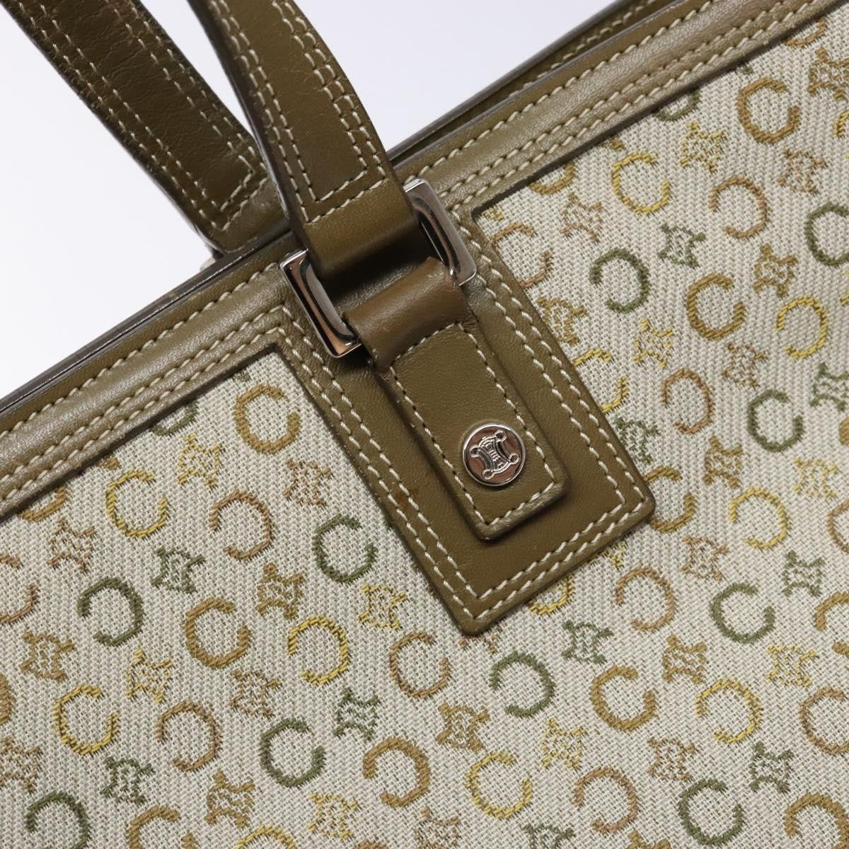 Celine Vintage Macadam Shoulder Bag Canvas, KHAKI, CANVAS, Shoulder bag