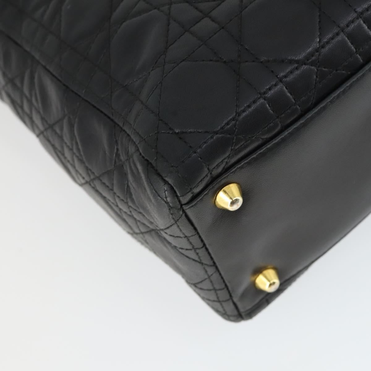 Christian Dior Vintage Lady Dior Bag Cannage Quilt Lambskin, BLACK, LEATHER, Handbag