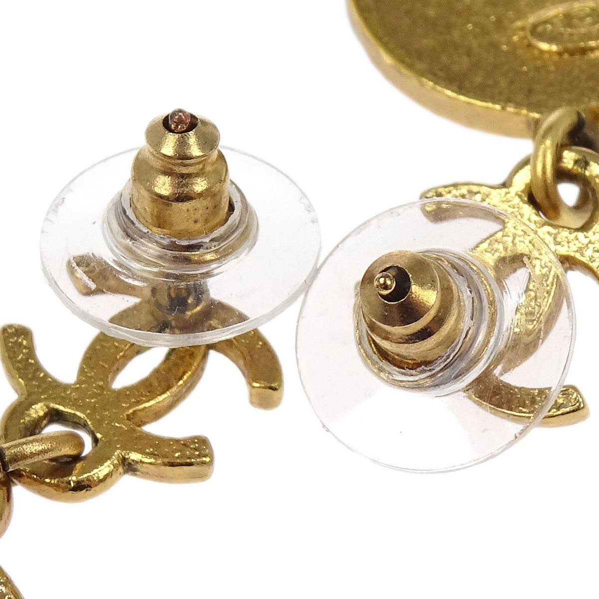 Chanel CC Star Round Drop Earrings Metal with Resin, Gold, Gold Plated, Earrings