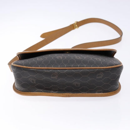 Christian Dior Vintage Honeycomb Flap Crossbody Bag Canvas and Leather, BLACK, CANVAS, Crossbody bag