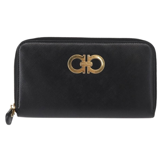 Salvatore Ferragamo Gancini Bifold Wallet Quilted Leather, BLACK, LEATHER, Wallets