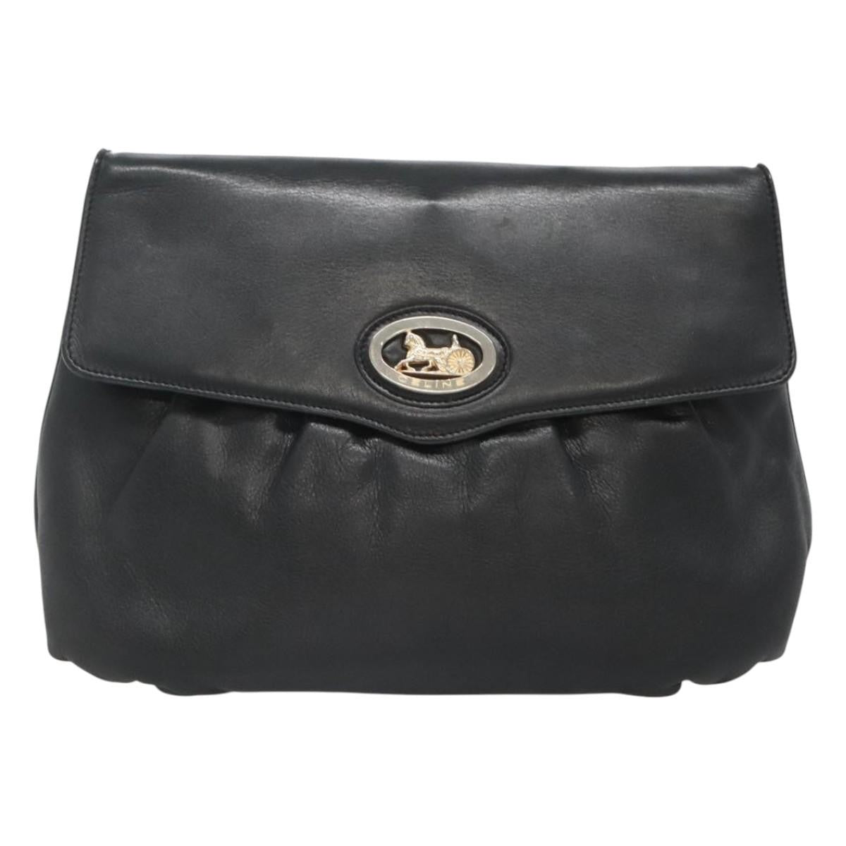 Celine Horse Carriage Shoulder bag Leather, BLACK, LEATHER, Shoulder bag