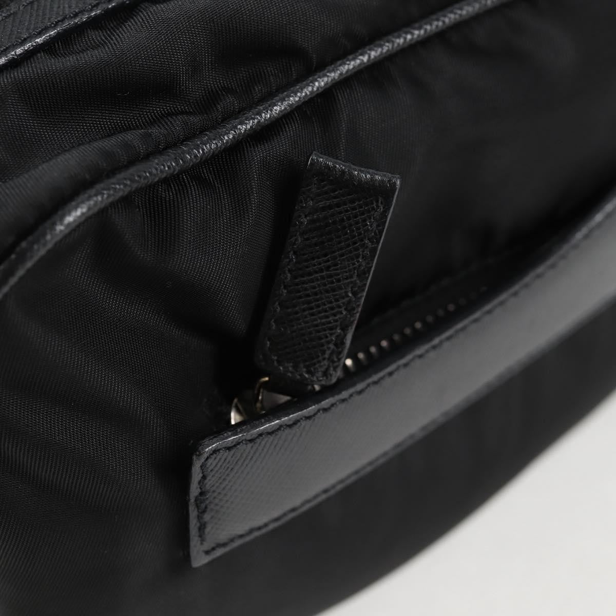 Prada Vintage Front Pocket Shoulder Bag Nylon, BLACK, NYLON, Shoulder bag
