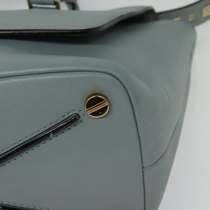 Valentino Garavani Demilune Flap Satchel Leather, BLUE, LEATHER, Handbag