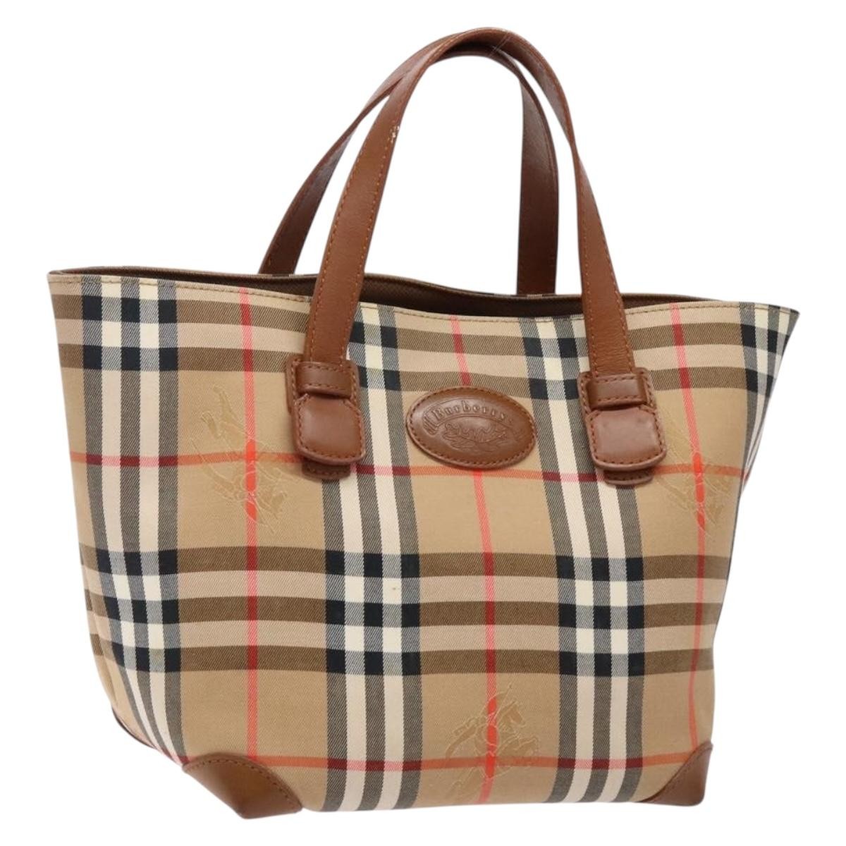 Burberry Nova Check Tote Canvas and Leather, BEIGE, CANVAS, Tote bag