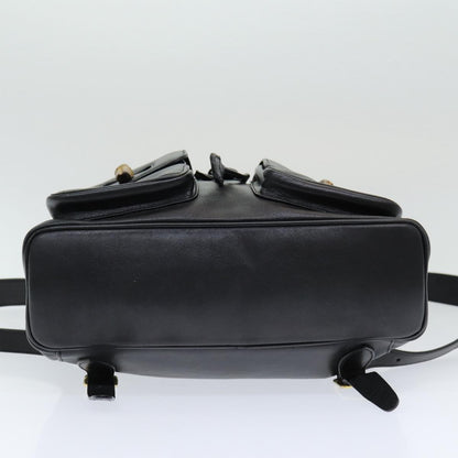Gucci Vintage Bamboo Backpack Leather, Black, Leather, Backpack
