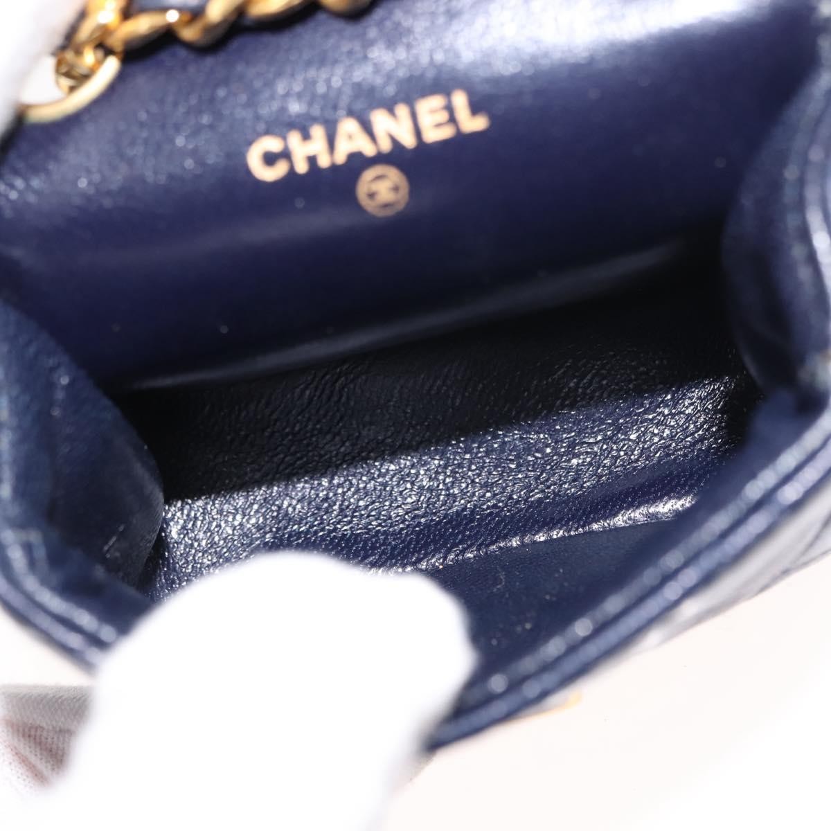 Chanel Square Classic Single Flap Top Handle Bag Quilted Lambskin, NAVY, LEATHER, Clutche & pouche