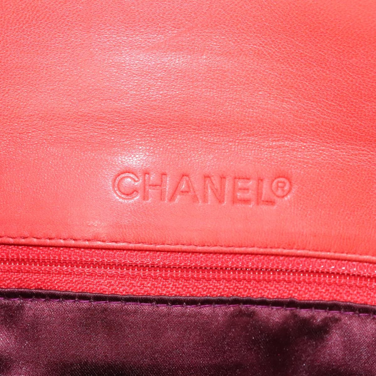 Chanel Vintage Chocolate Bar Double Side Flap Shoulder Bag Quilted Lambskin, PURPLE, LEATHER, Shoulder bag