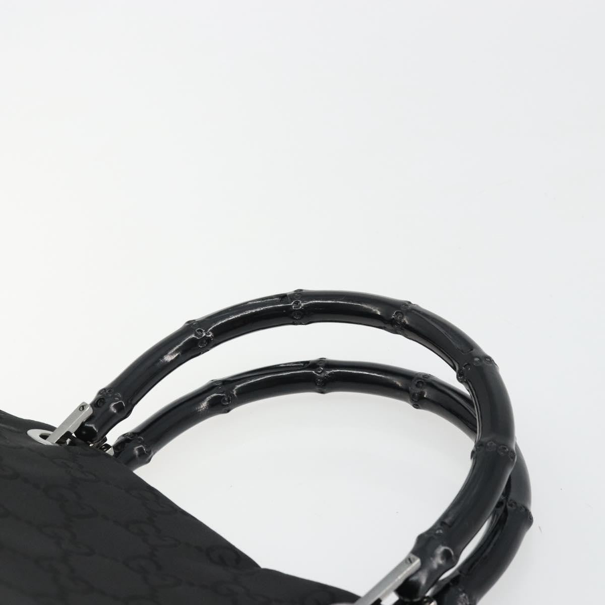Gucci Vintage Bamboo Handle Tote GG Canvas, Black, Canvas, Tote Bag