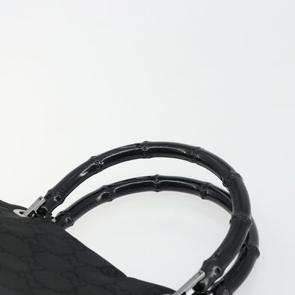 Gucci Vintage Bamboo Handle Tote GG Canvas, Black, Canvas, Tote Bag