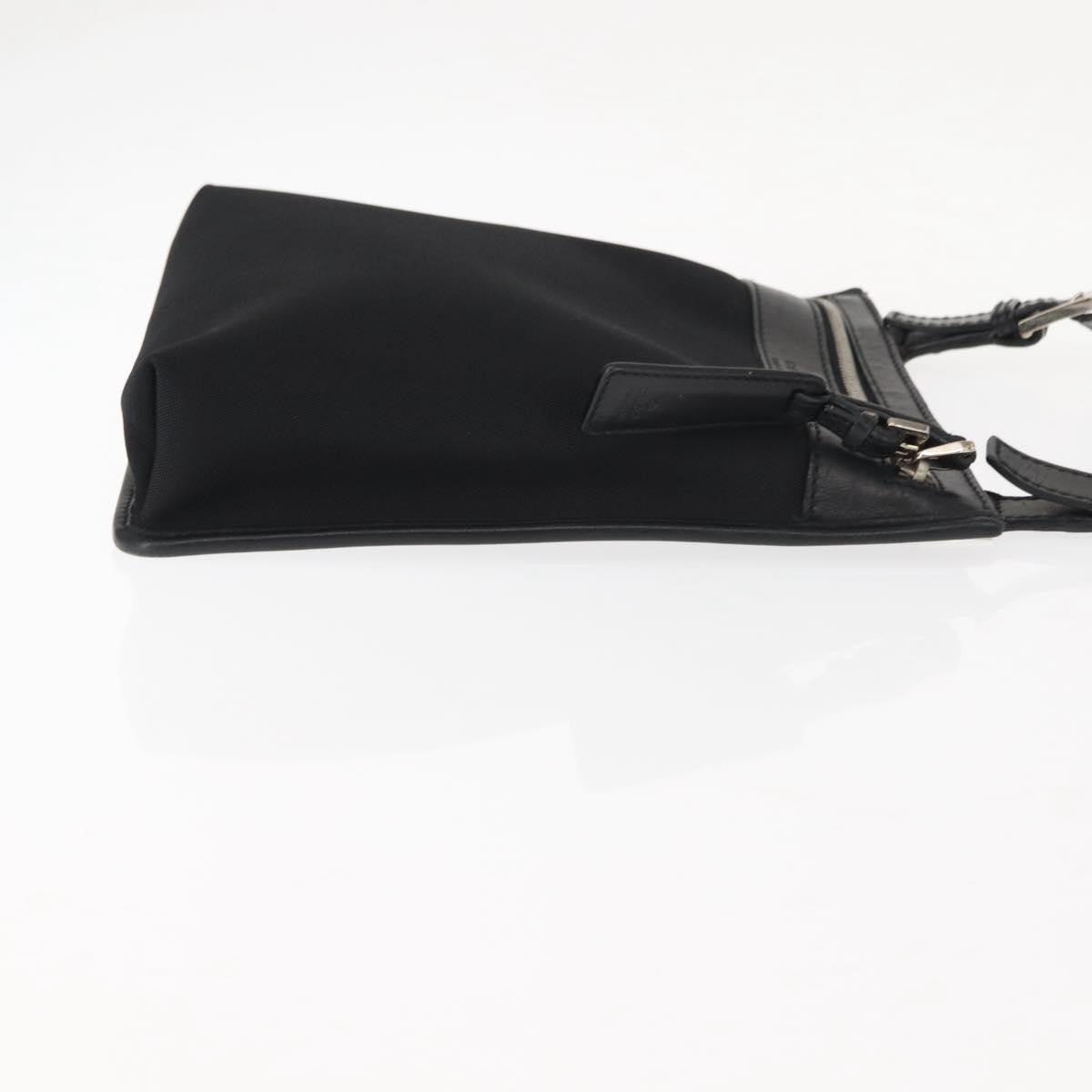 Gucci Vintage Flat Messenger Bag Nylon and Leather, BLACK, NYLON, Shoulder bag