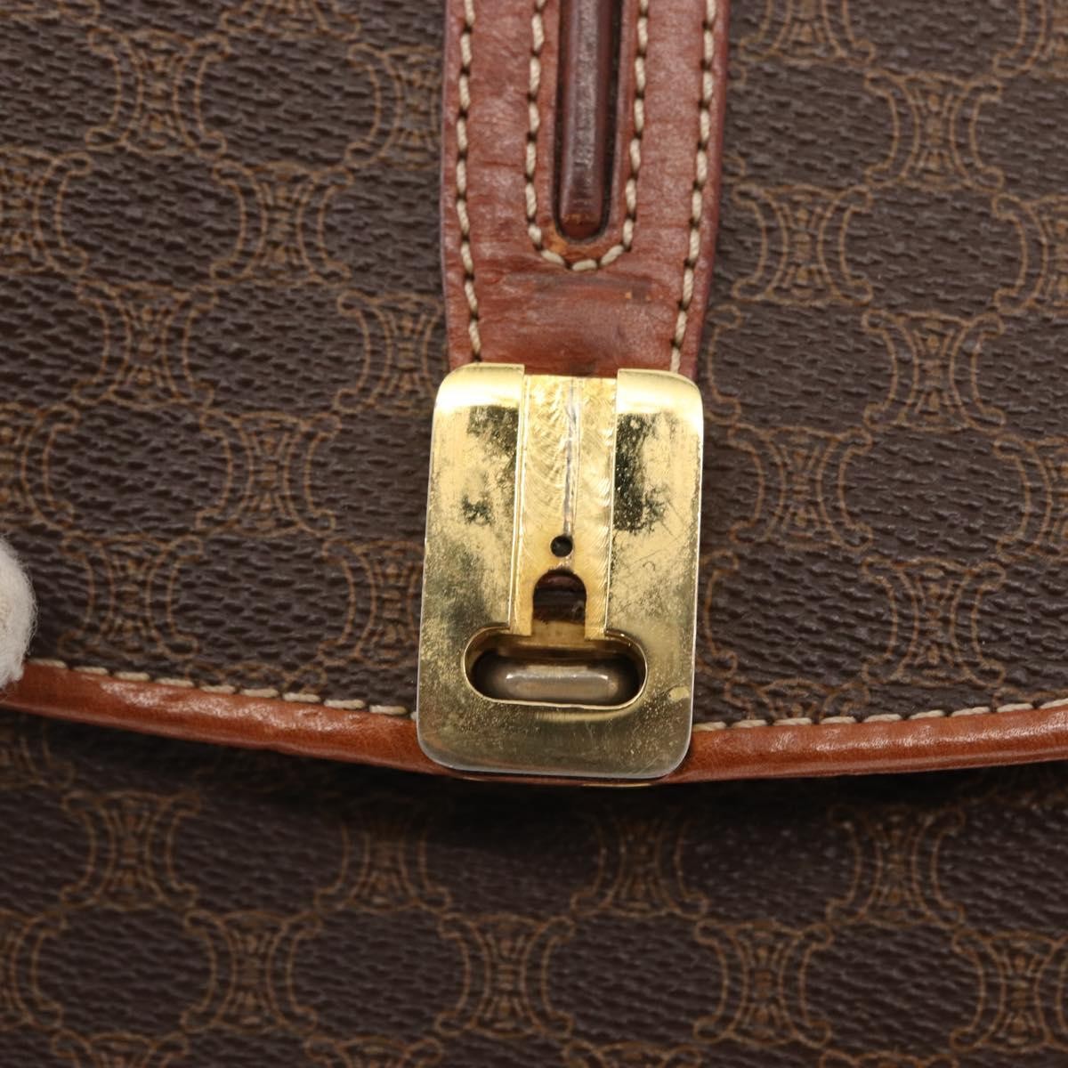 Celine Vintage Macadam Shoulder Bag Canvas, BROWN, CANVAS, Shoulder bag