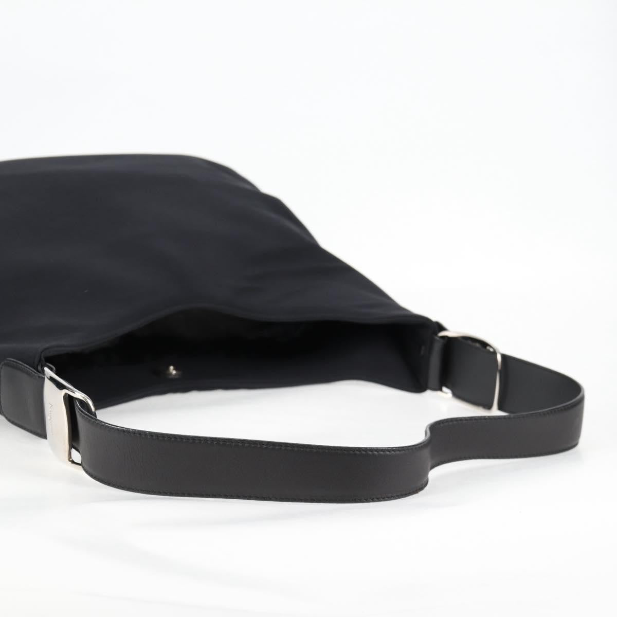 Salvatore Ferragamo Vala Shoulder Bag Nylon, BLACK, NYLON, Shoulder bag