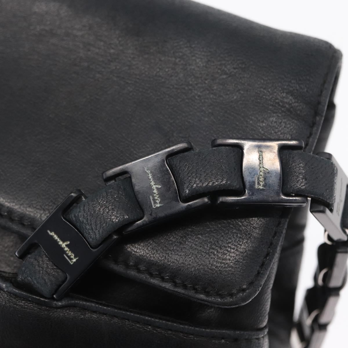 Salvatore Ferragamo Vintage Shoulder Bag Leather, BLACK, LEATHER, Shoulder bag