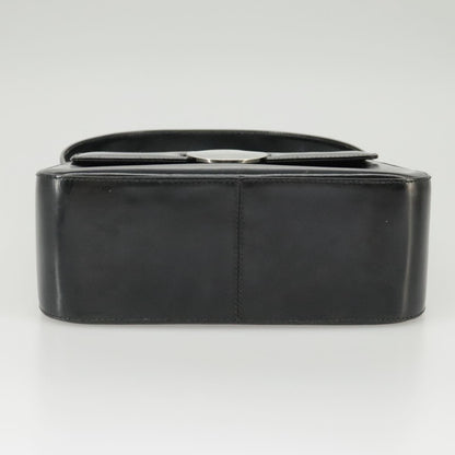 Salvatore Ferragamo Gancini handbag Leather, BLACK, LEATHER, Handbag