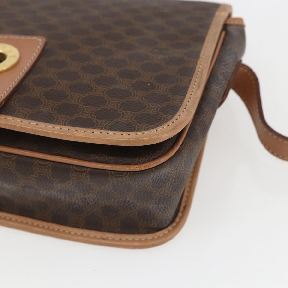 Celine Vintage Macadam Shoulder Bag Canvas and Leather, BROWN, CANVAS, Shoulder bag