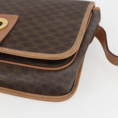 Celine Vintage Macadam Shoulder Bag Canvas and Leather, BROWN, CANVAS, Shoulder bag