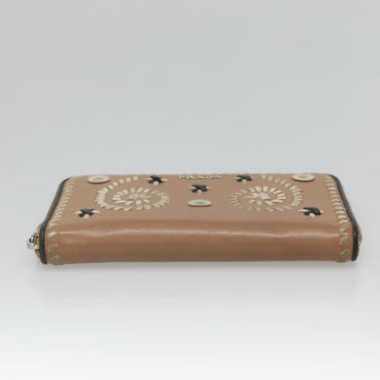 Prada Continental Wallet Saffiano Leather, BEIGE, LEATHER, Wallets