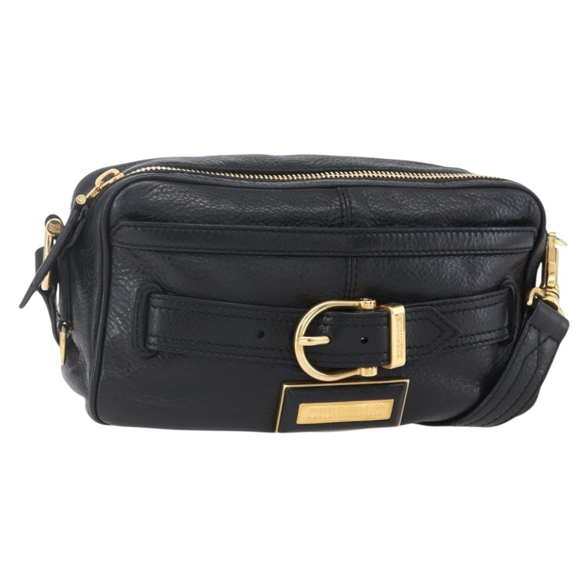Burberry Vintage Shoulder Bag Leather, BLACK, LEATHER, Shoulder bag
