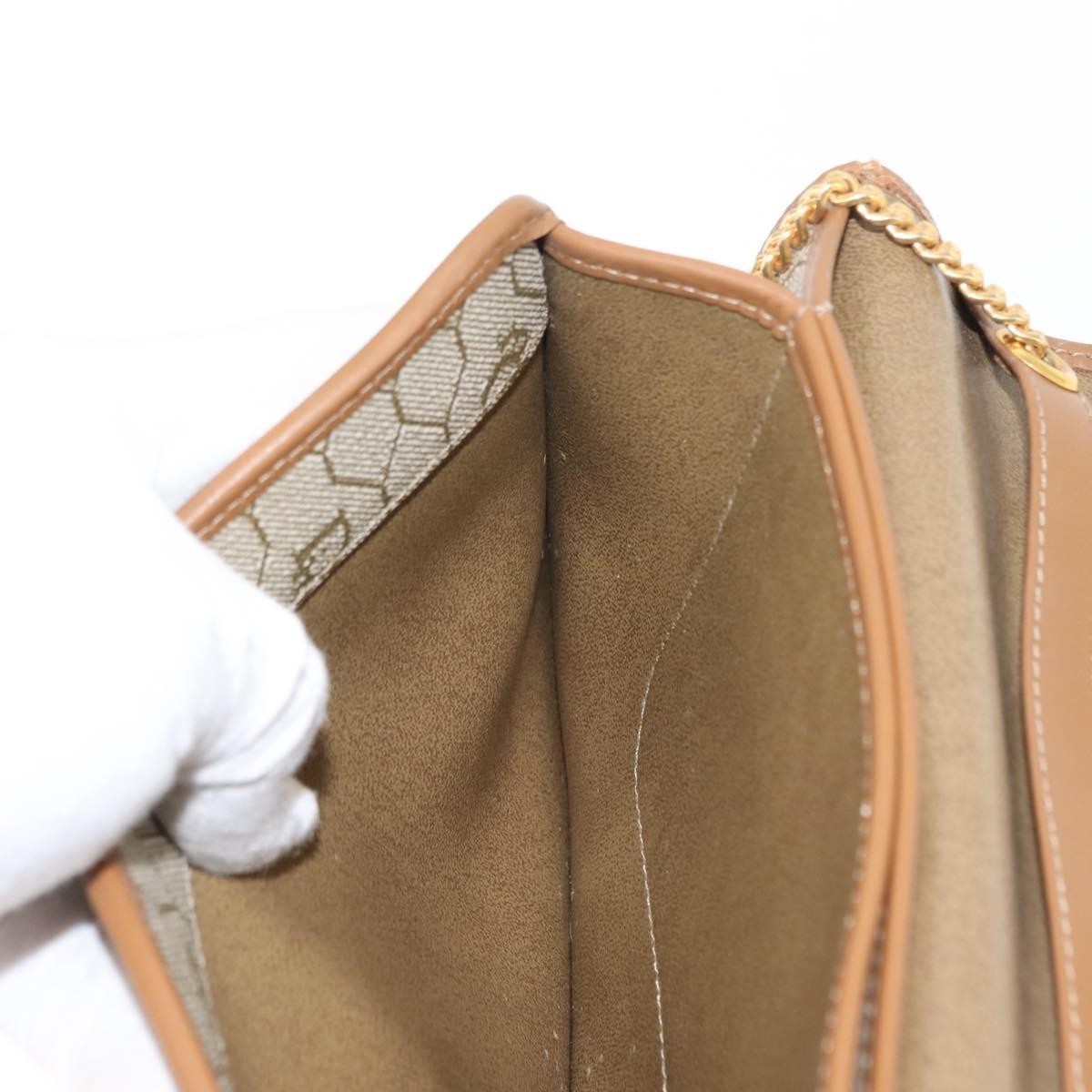 Christian Dior Vintage Honeycomb chain Canvas, BEIGE, CANVAS, Shoulder bag