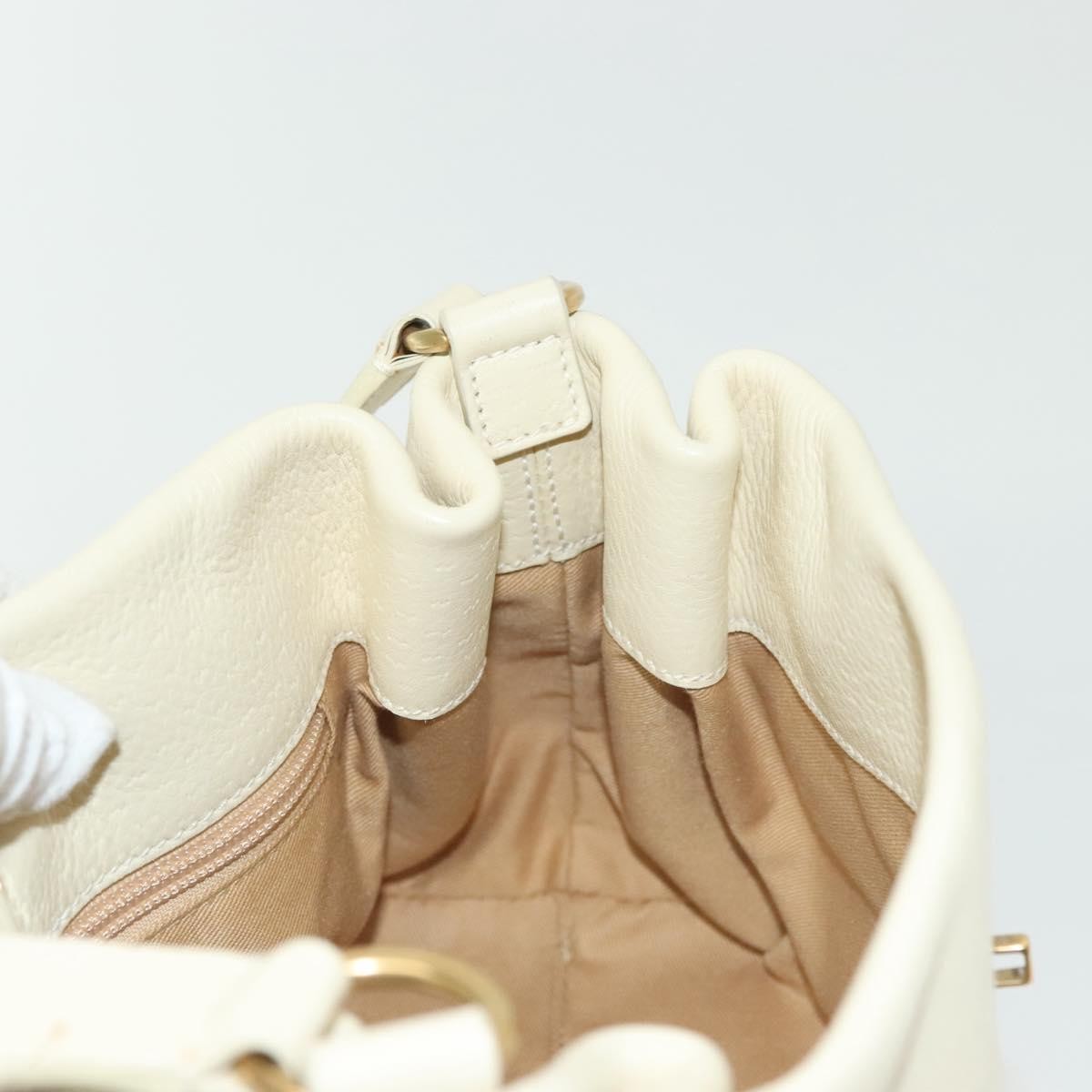 Salvatore Ferragamo Gancini Shoulder Bag Leather, WHITE, LEATHER, Shoulder bag