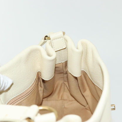 Salvatore Ferragamo Gancini Shoulder Bag Leather, WHITE, LEATHER, Shoulder bag