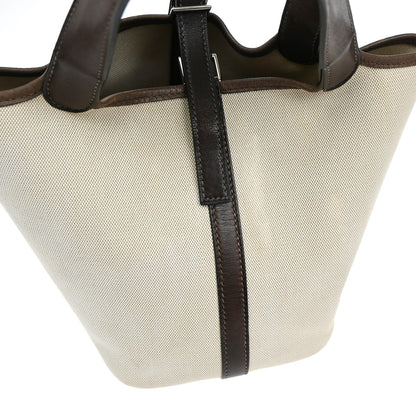 Hermes Picotin Bag Toile and Leather, Beige, Canvas, Bag