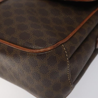 Celine Vintage Macadam Circle Logo Shoulder Bag Canvas and Leather, Brown, Canvas, Shoulder Bag