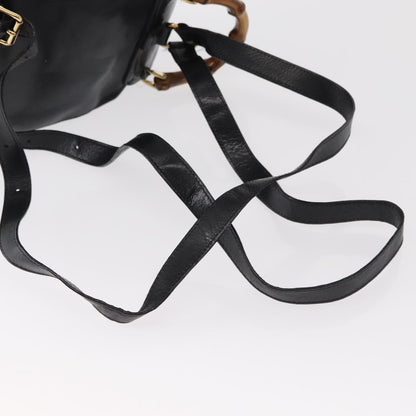 Gucci Vintage Bamboo Backpack Leather, BLACK, LEATHER, Backpack