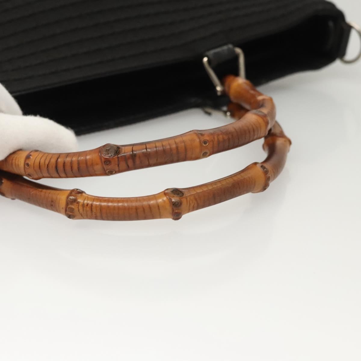 Gucci Vintage Bamboo Handle Tote Canvas, BLACK, CANVAS, Tote bag