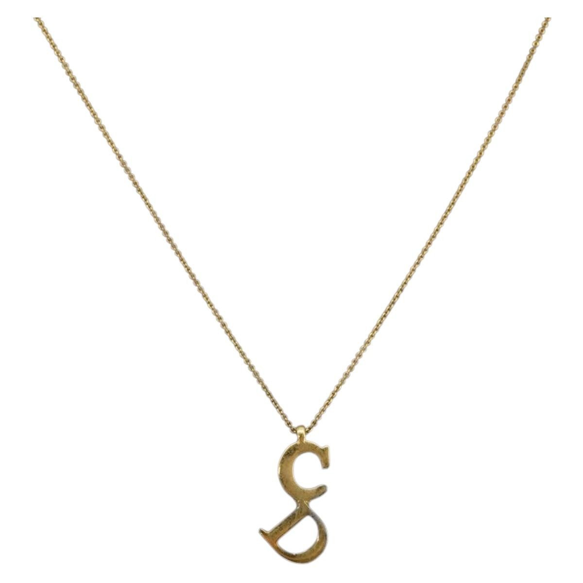 Christian Dior CD Pendant Necklace Metal, GOLD, METAL, Necklace