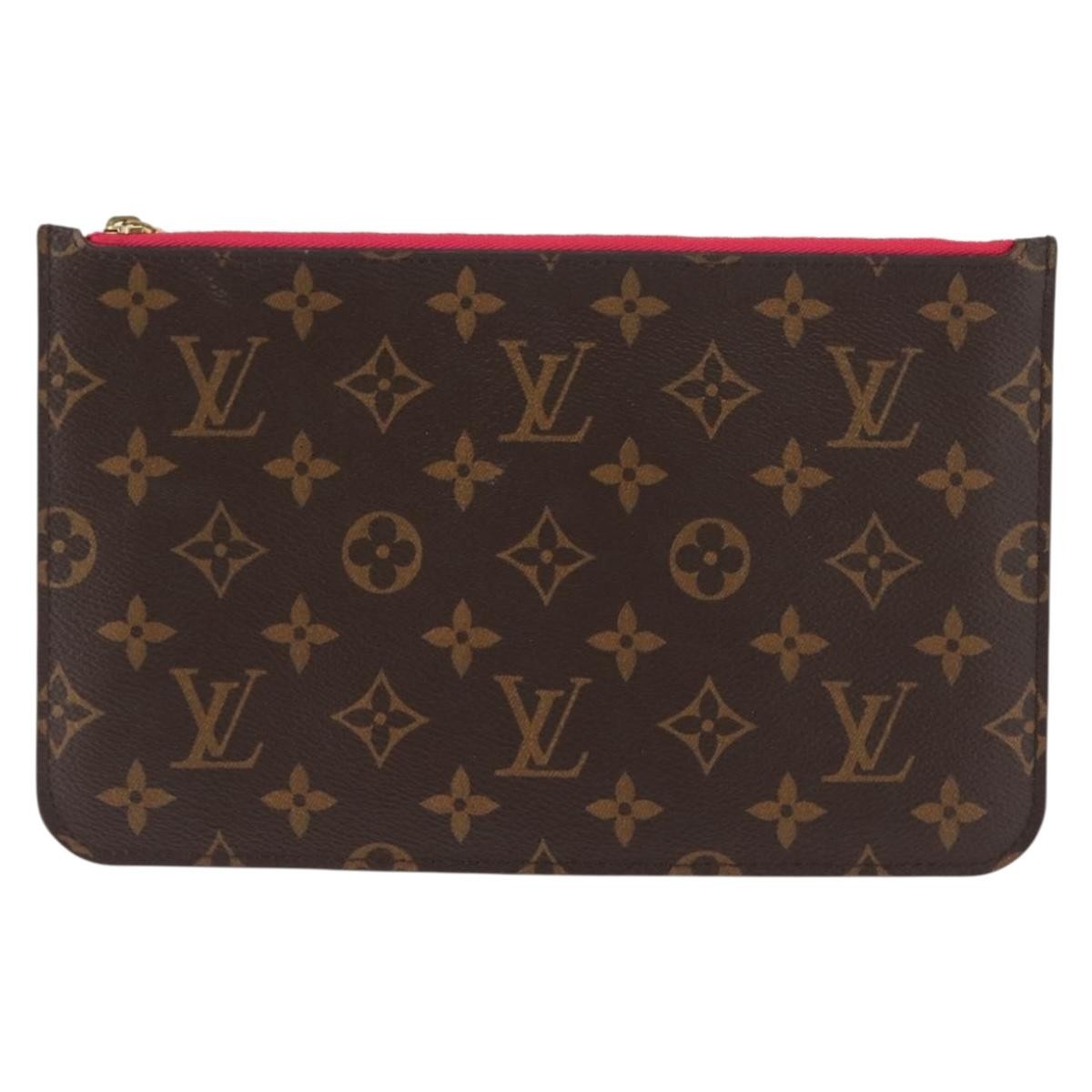 Louis Vuitton Neverfull Pochette Monogram Canvas, BROWN, CANVAS, Clutche & pouche