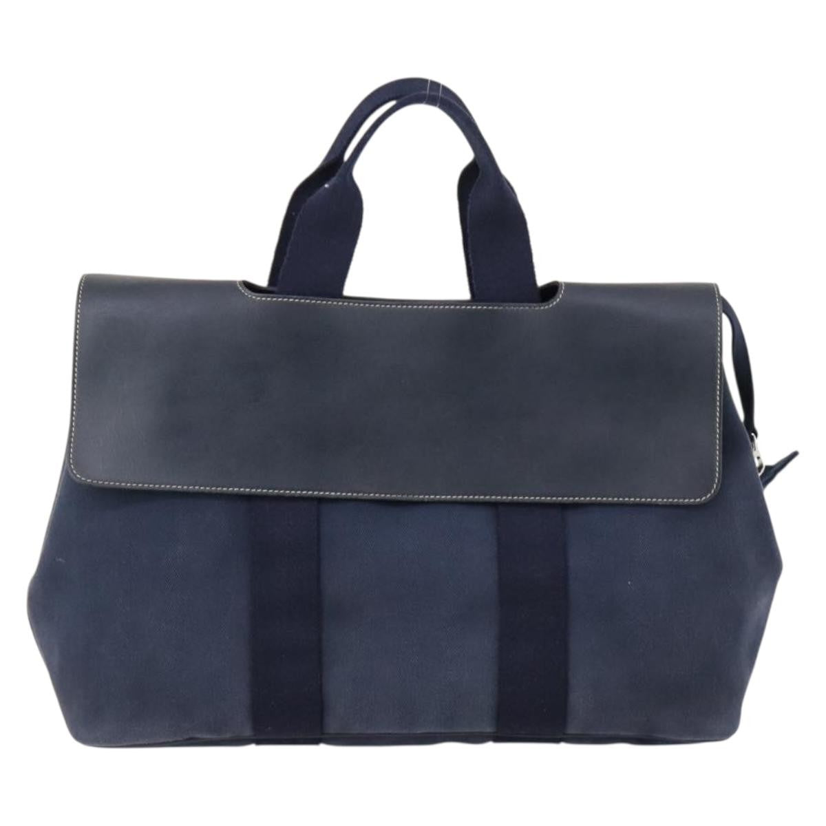 Hermes Valparaiso Bag Toile and Leather, NAVY, CANVAS, Handbag