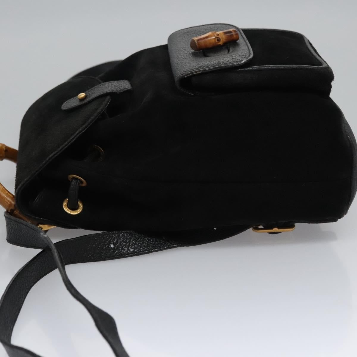 Gucci Gucci bamboo backpack daim, BLACK, SUEDE, Backpack