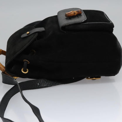 Gucci Gucci bamboo backpack daim, BLACK, SUEDE, Backpack