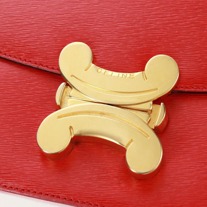 Celine Vintage Triomphe Flap Bag Leather, RED, LEATHER, Shoulder bag