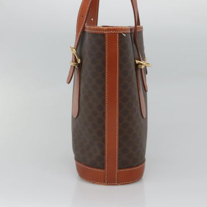 Celine Vintage Macadam Shoulder Bag Canvas and Leather, BROWN, CANVAS, Shoulder bag